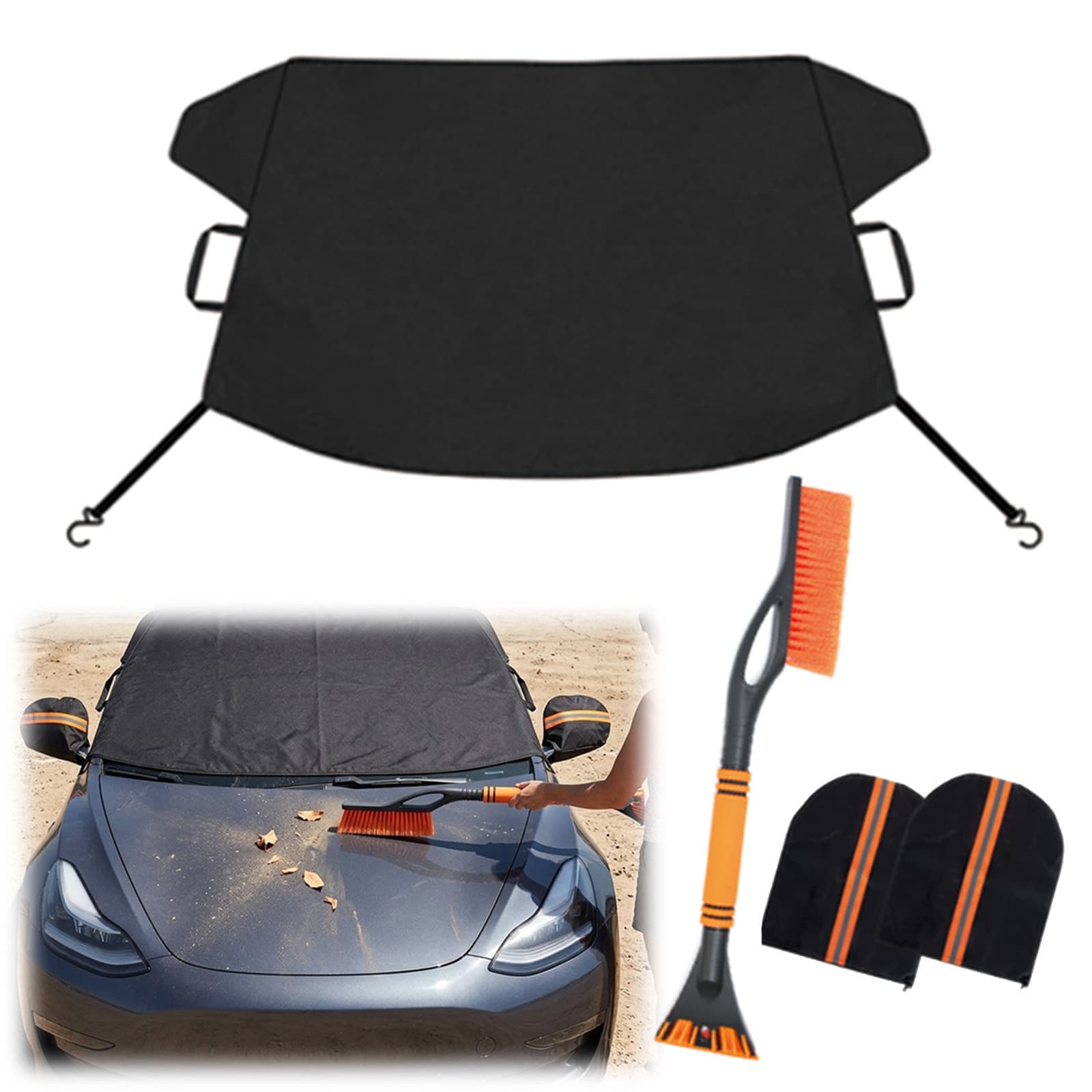 2-in-1 Auto Eiskratzer Set mit Schneebürste & Abdeckung