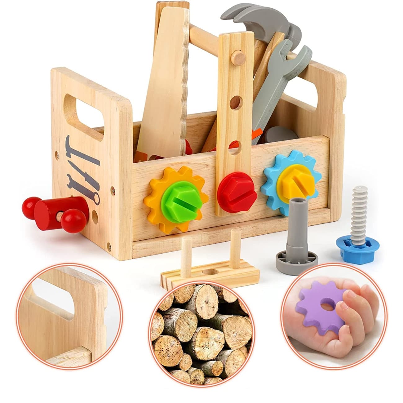 Set outils bois jouet de fête multi-pièces
