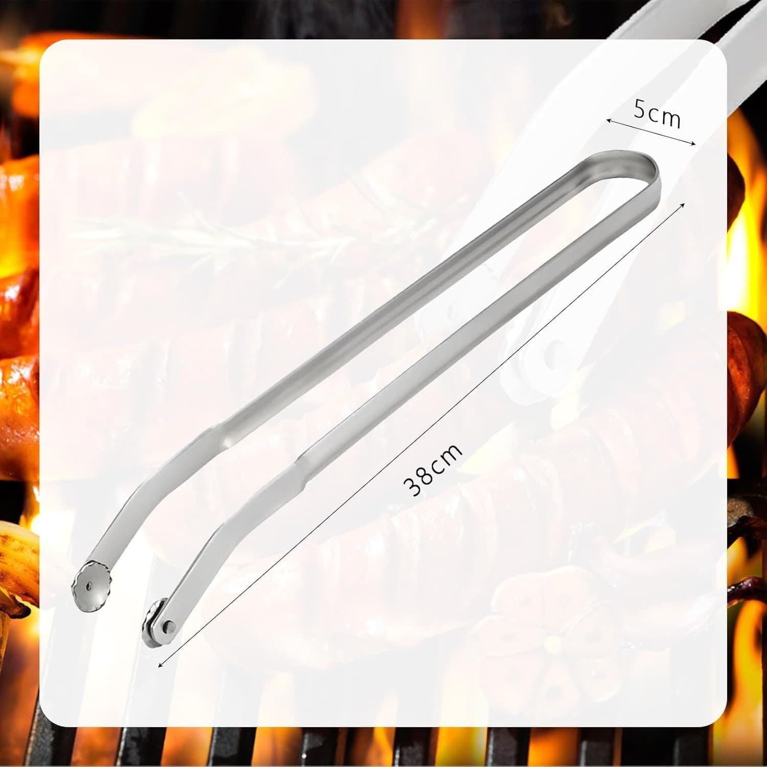 Set di accessori per barbecue da 3 pezzi: 2 pinze per barbecue in acciaio inossidabile e 1 spazzola arancione, perfetto per salsicce e carni, un must-have