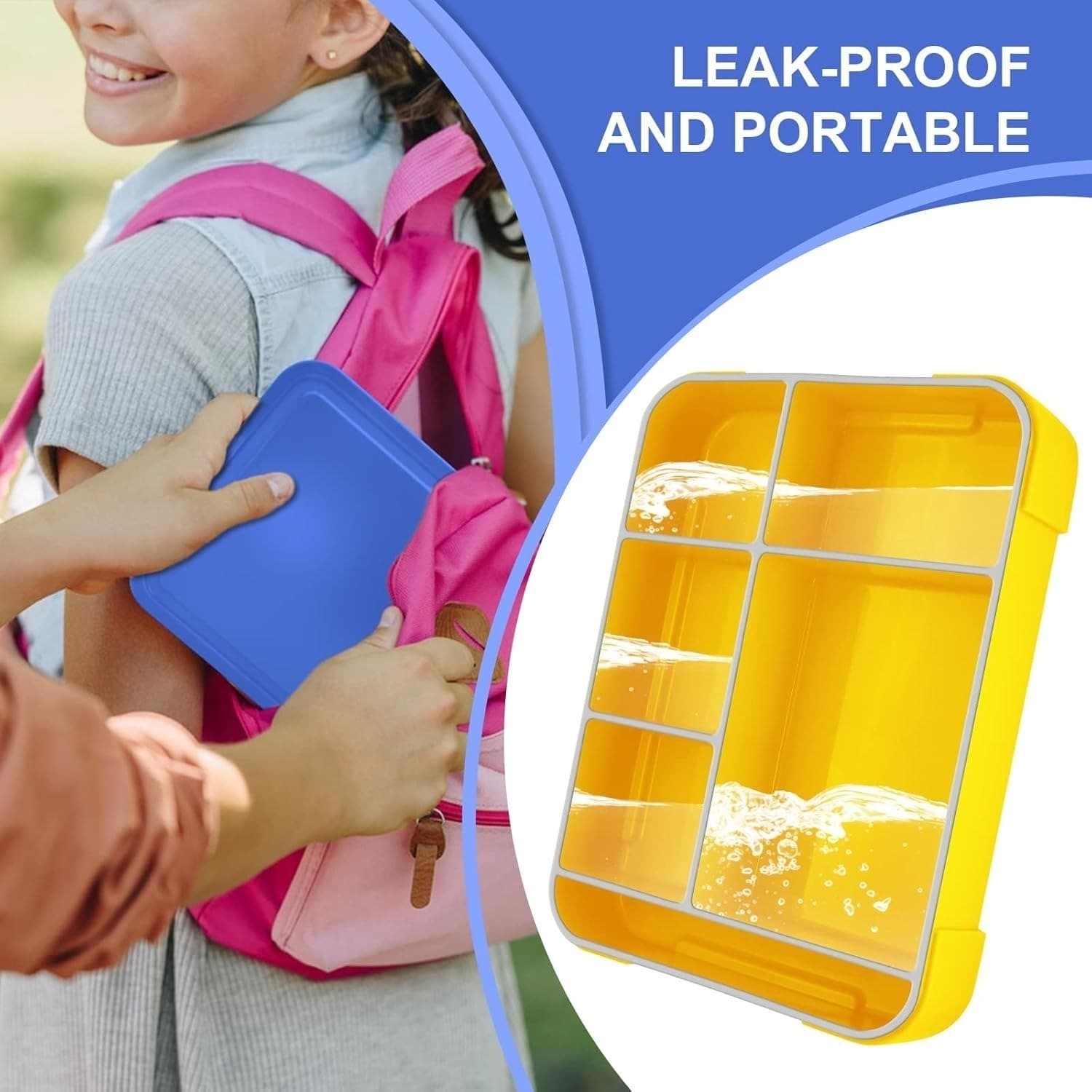 Blue food storage box, 1300 ml, leakproof lunch box