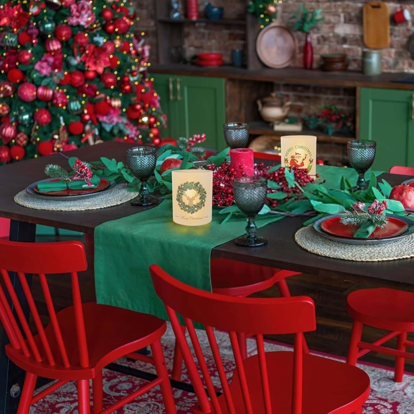 12 Weihnachtslaternen mit Weihnachtsmann-Motiv