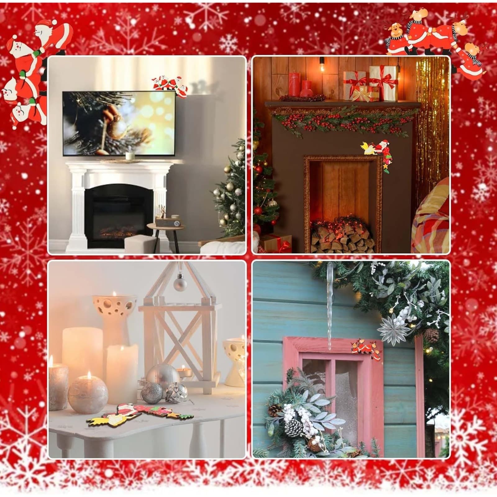 3-Piece Wooden Christmas Door Frame Decor Set