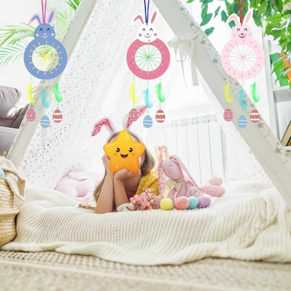Kit créatif Pâques avec lapins, œufs et plumes
