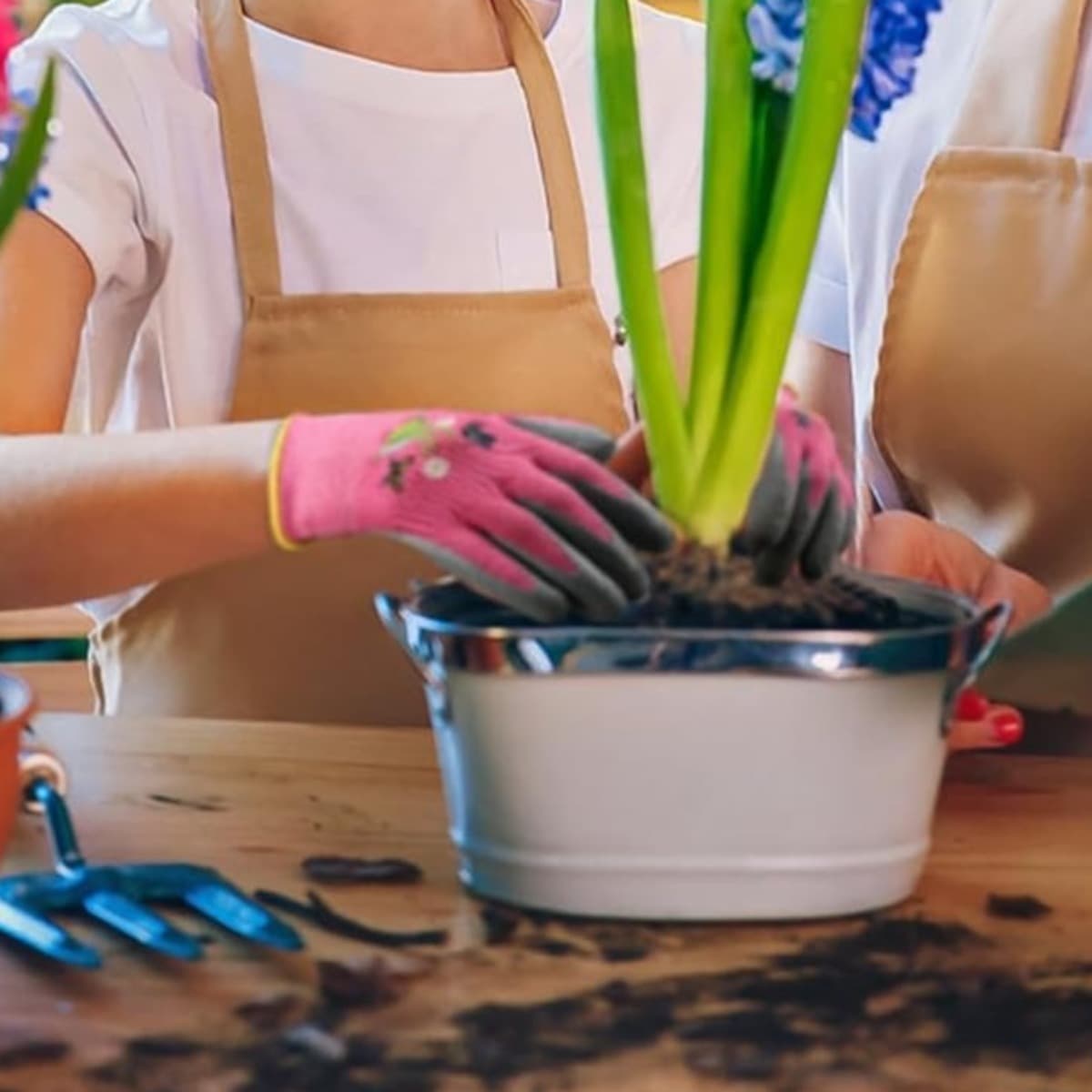 3 paia di guanti da giardinaggio con motivo unicorno e fiori
