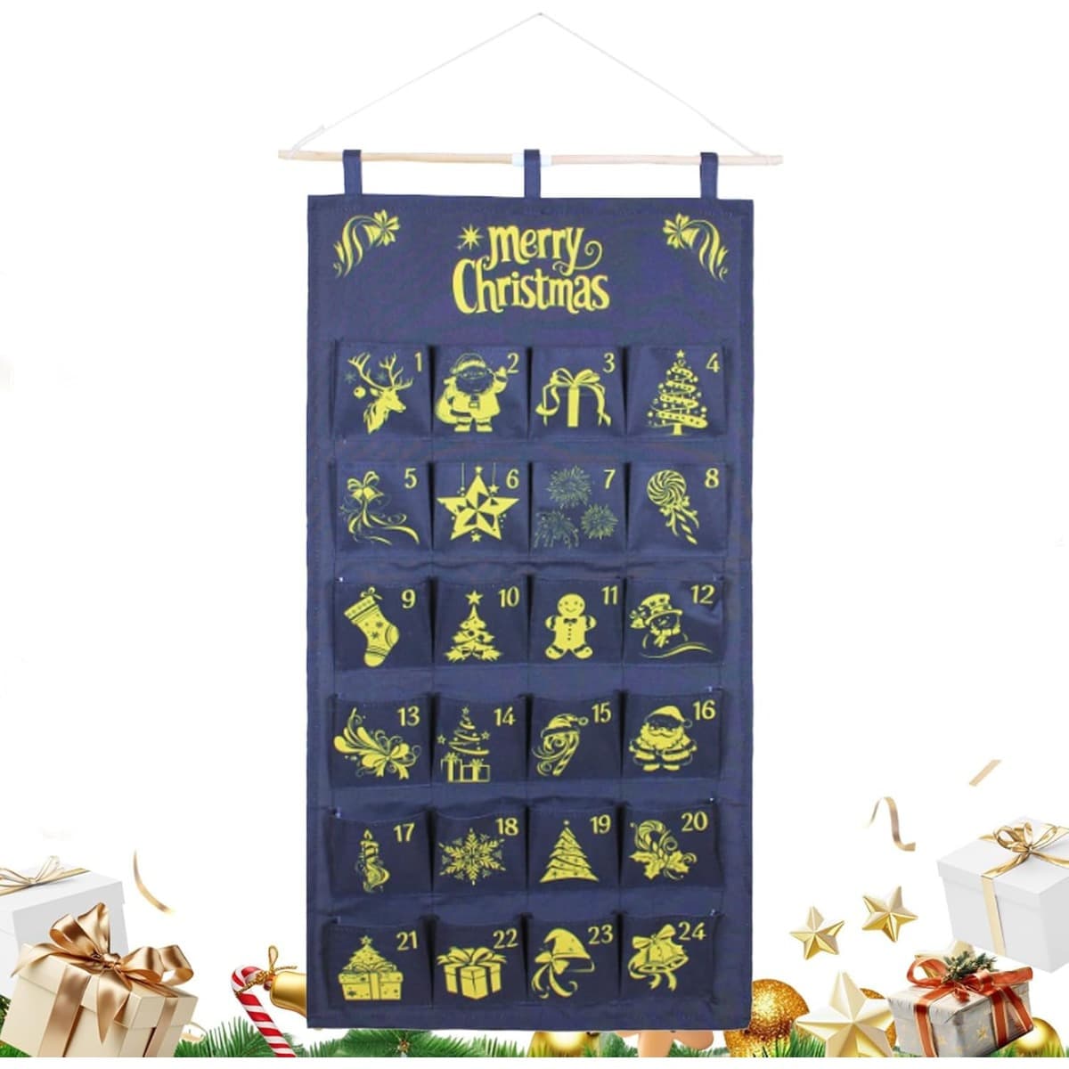 Wiederverwendbarer Adventskalender Stoff 24 Säckchen