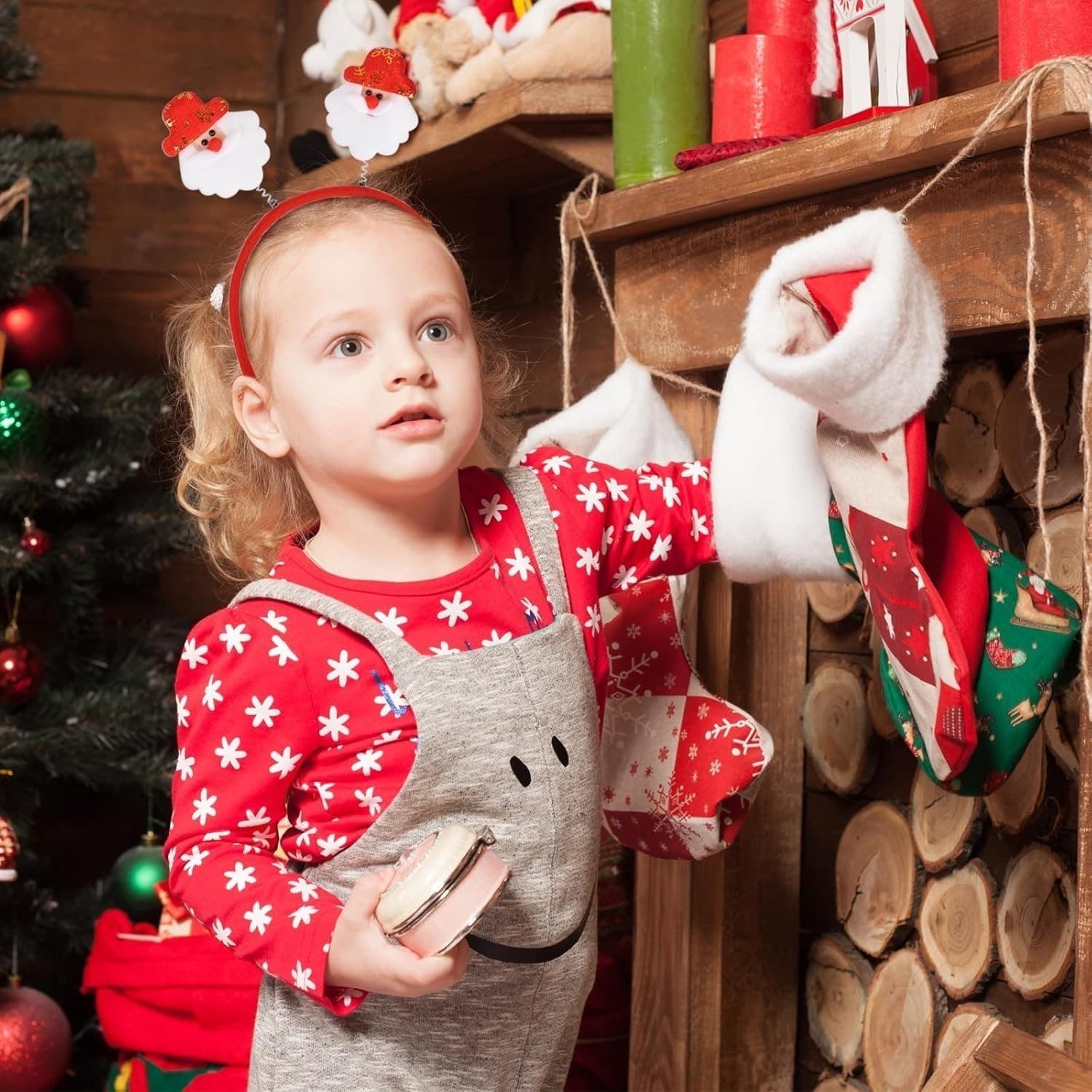 Weihnachts Haarreifen 6er Set Rentier Weihnachtsmann
