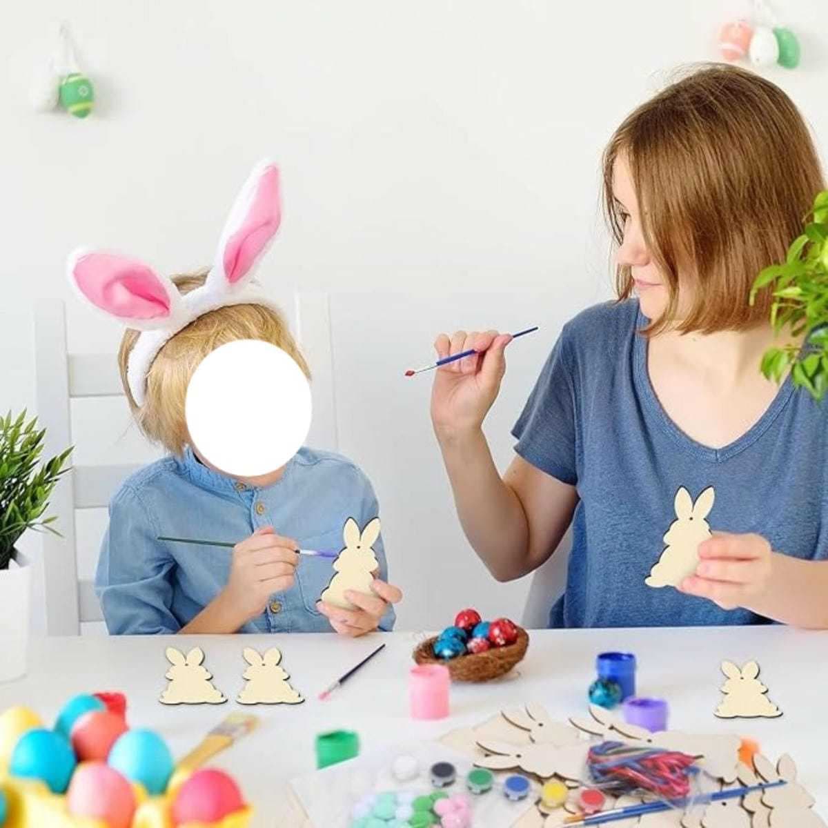 Creative Set with Wooden Rabbit, Colorful Balls and String