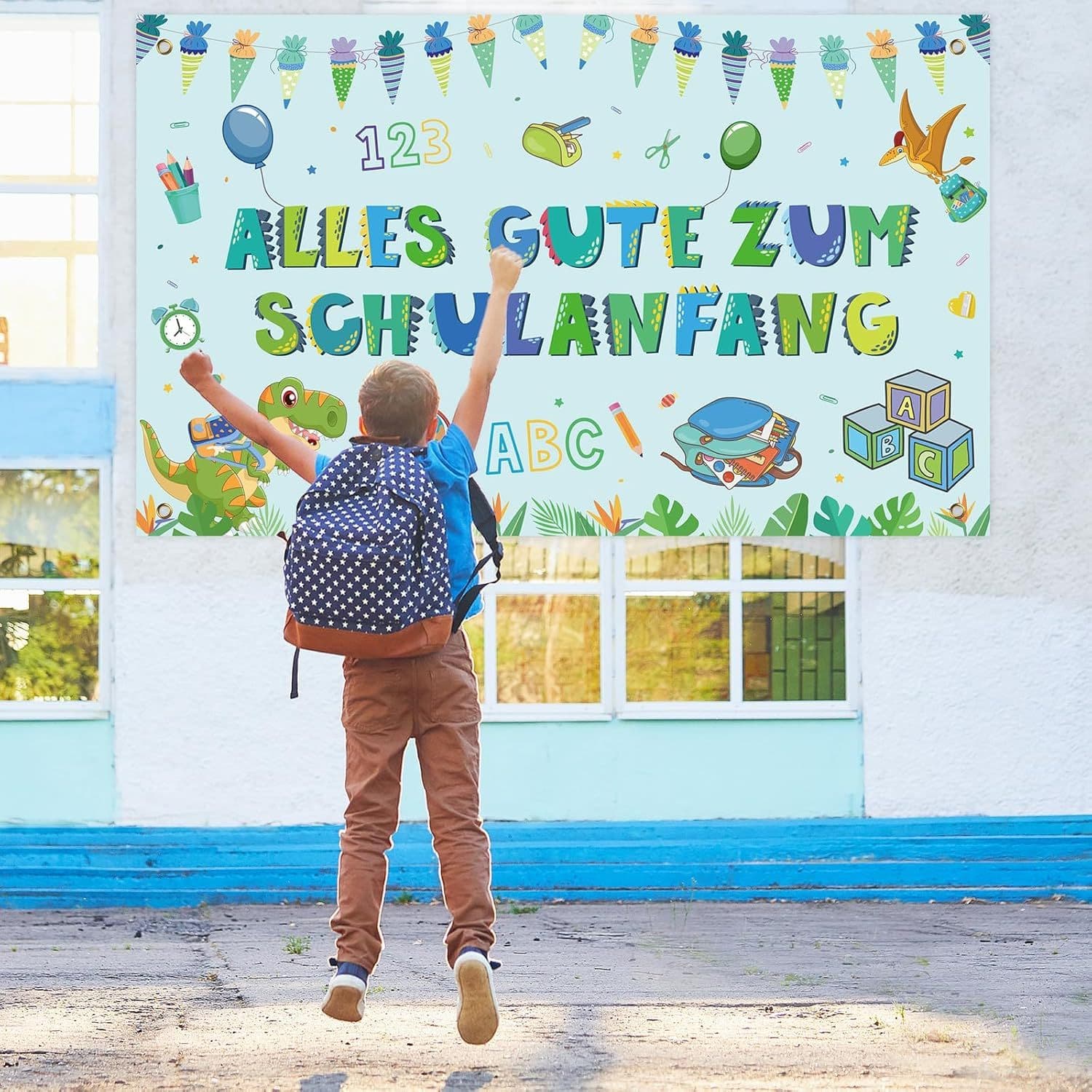 Schulanfang Hintergrundbanner 1 Stück Deko für Fotowand