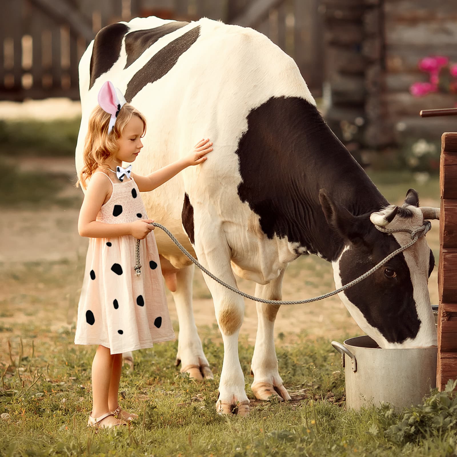 Cow Costume Set with Pink Tutu for Parties