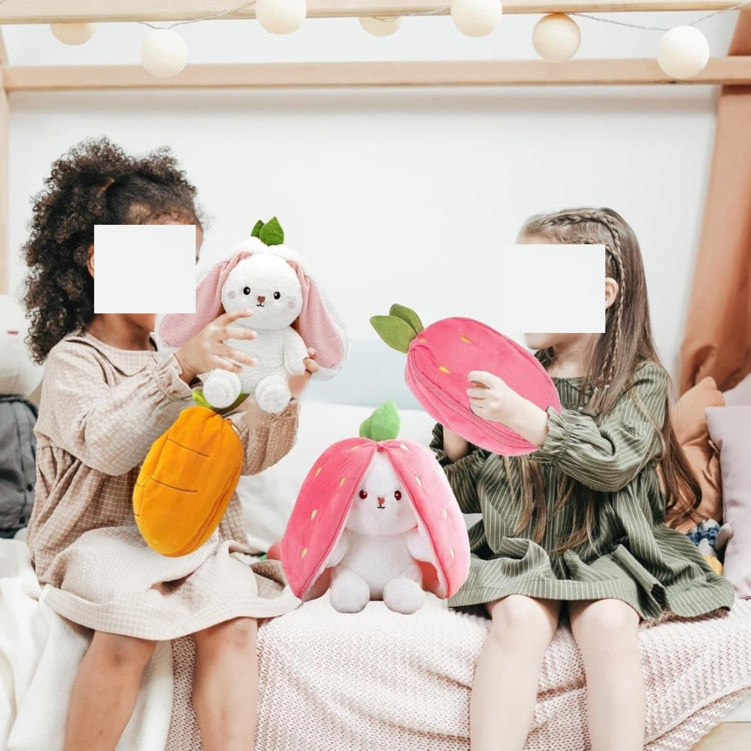 Lapin fraise rose peluche kit fête