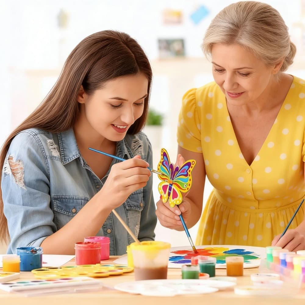 Craft Kit with 2 Brushes, String and Wooden Butterfly