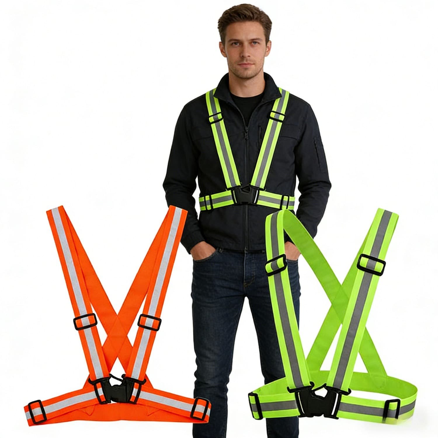 Warnweste Grün Orange Partyzubehör Set