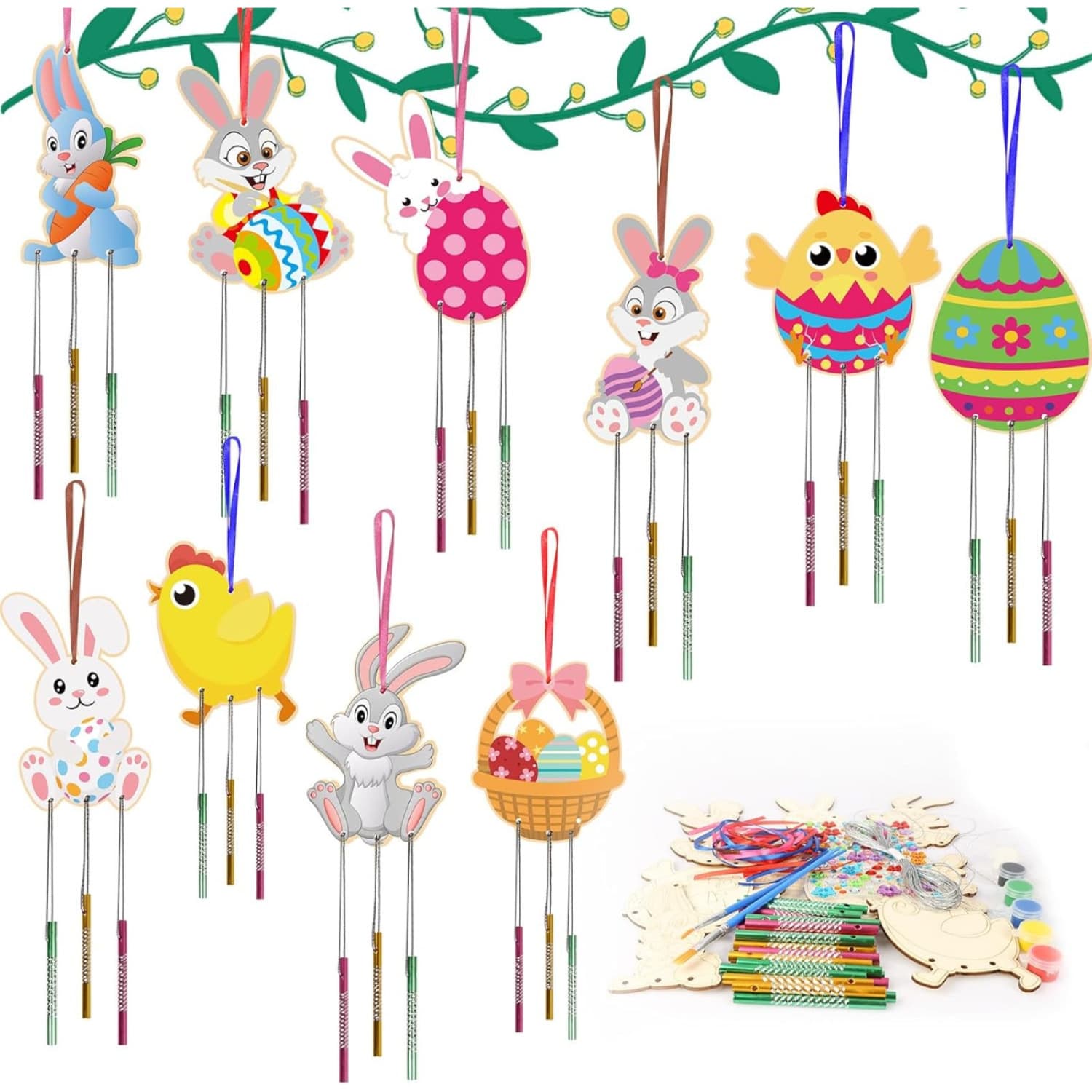 62-Piece DIY Craft Kit for Easter Ornaments