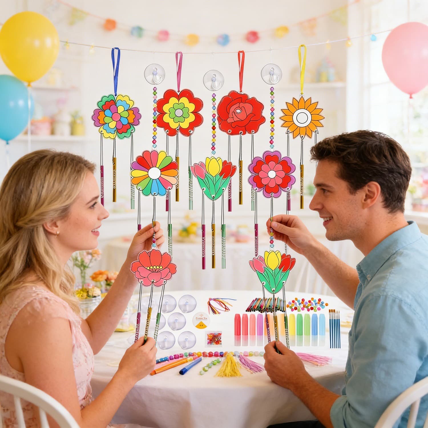 Kit peinture vitrail motifs floraux pour printemps