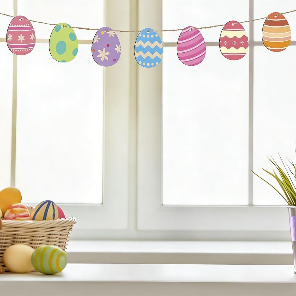 DIY wooden Easter eggs set 50 pcs, brushes, decor