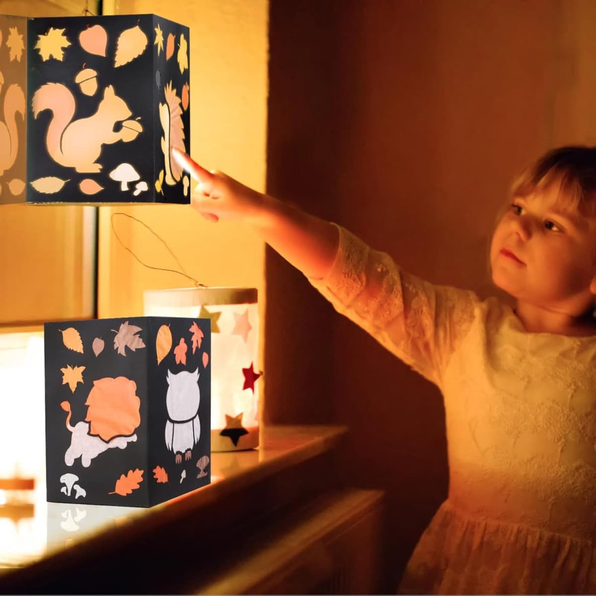 4-Piece Kids Lantern Craft Kit with Animal Designs