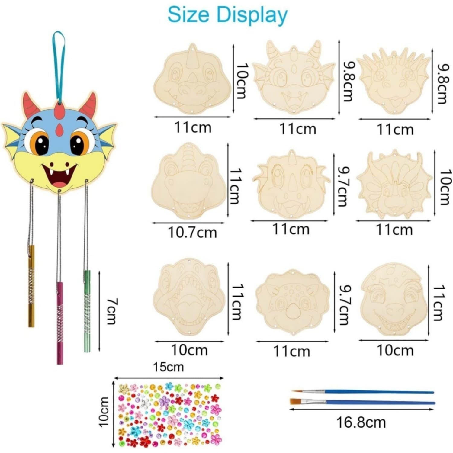 10 Piece Dinosaur Wind Chime Craft Kit
