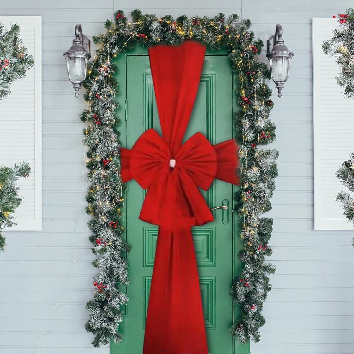 Rote Weihnachts-Schleife für Türen und Fenster