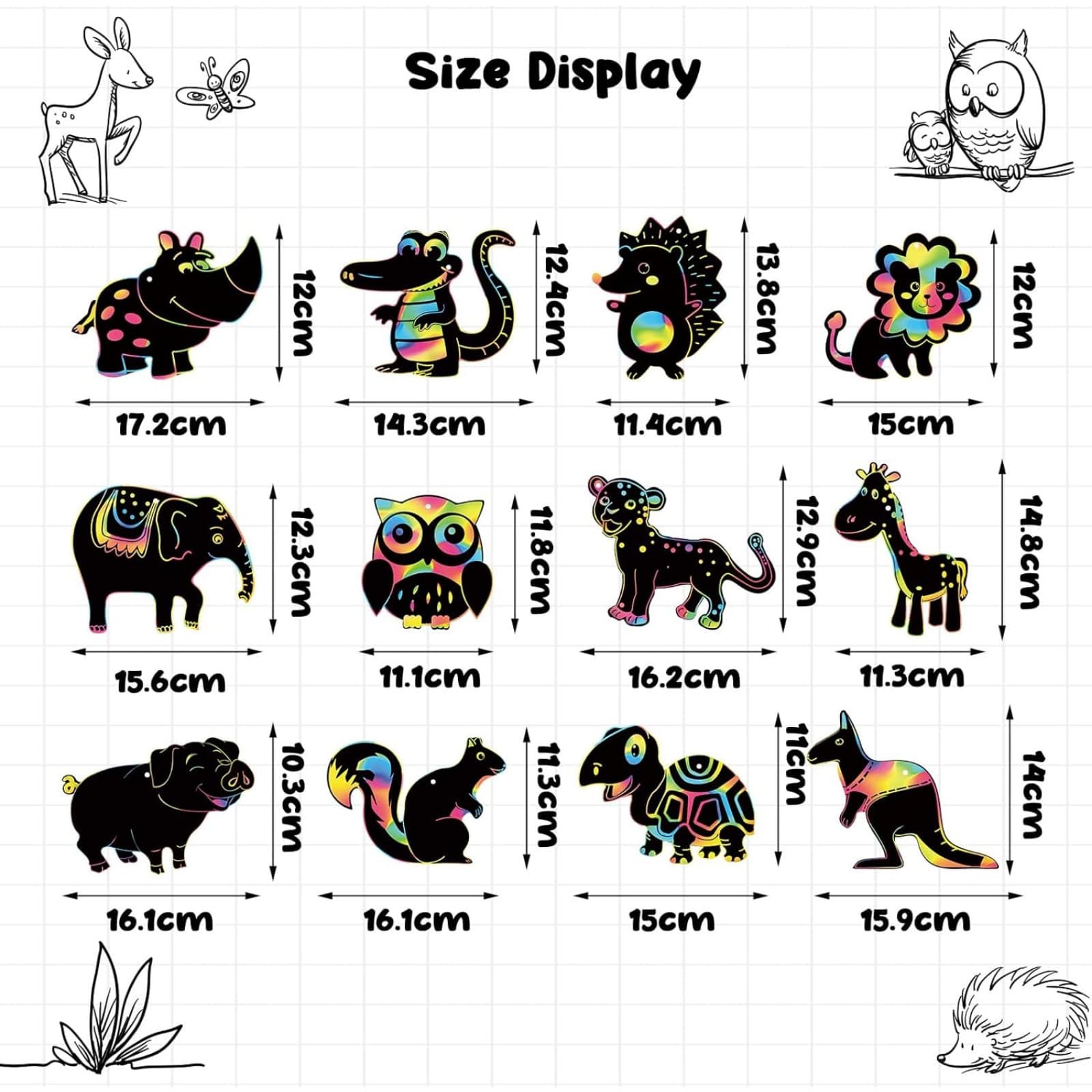 110-Piece Animal Scratch Art Set for Craft and Party