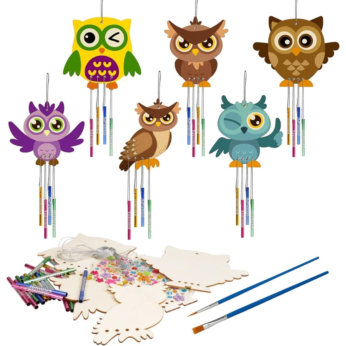Owl craft kit with 24 bells & 6 figures