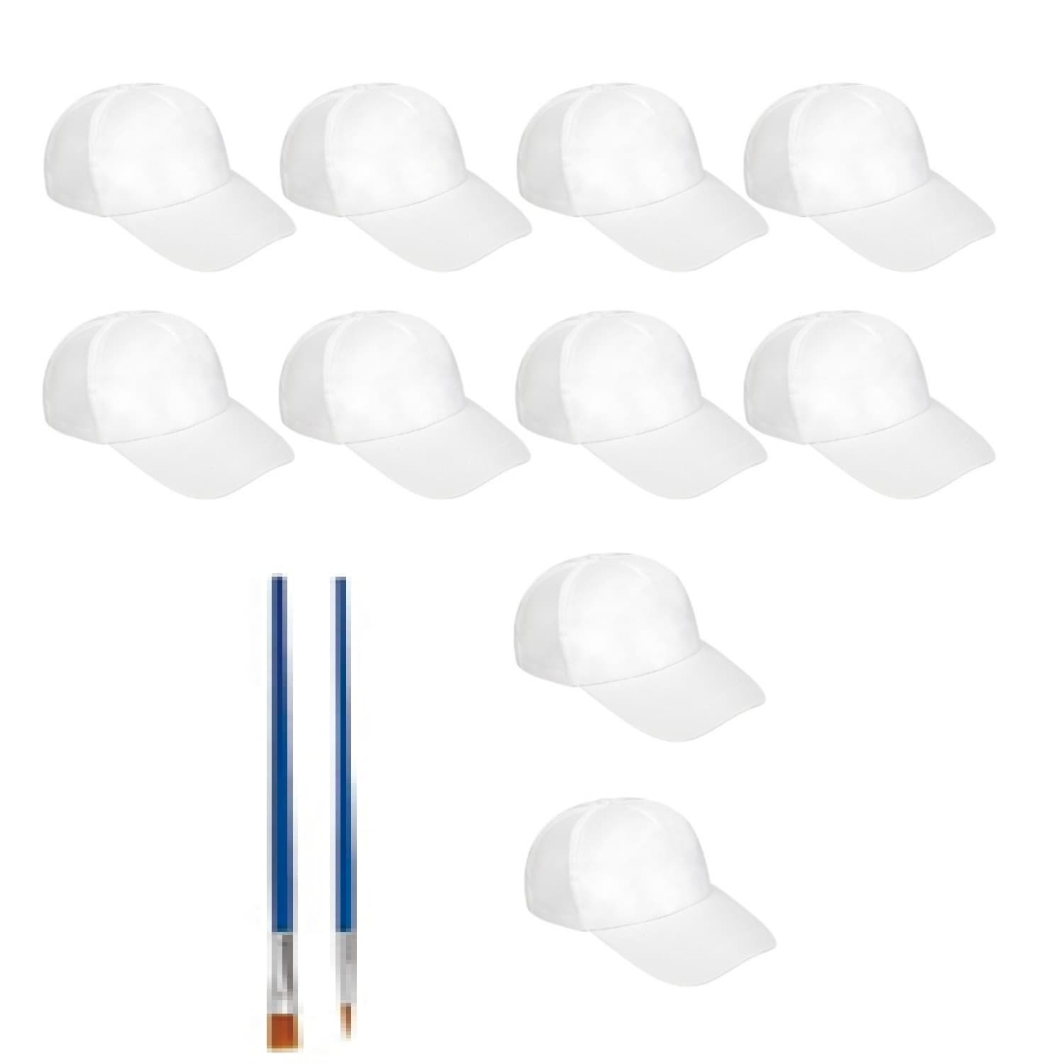 Set de 10 casquettes coton blanches à peindre
