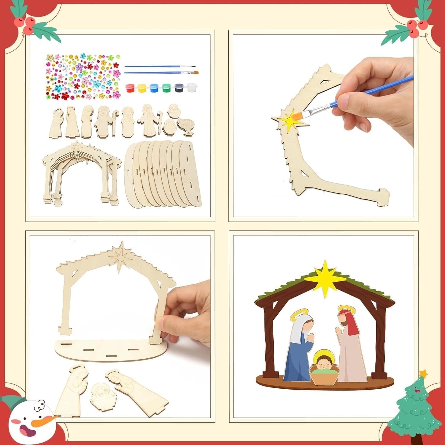 Kit bricolage Noël en bois, 12 pièces