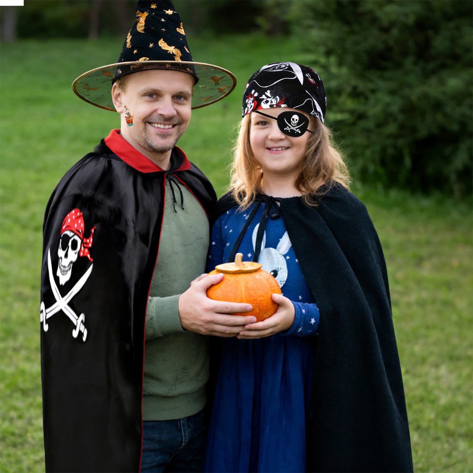Pirate Costume Set: Eyepatch, Bandana, Cape