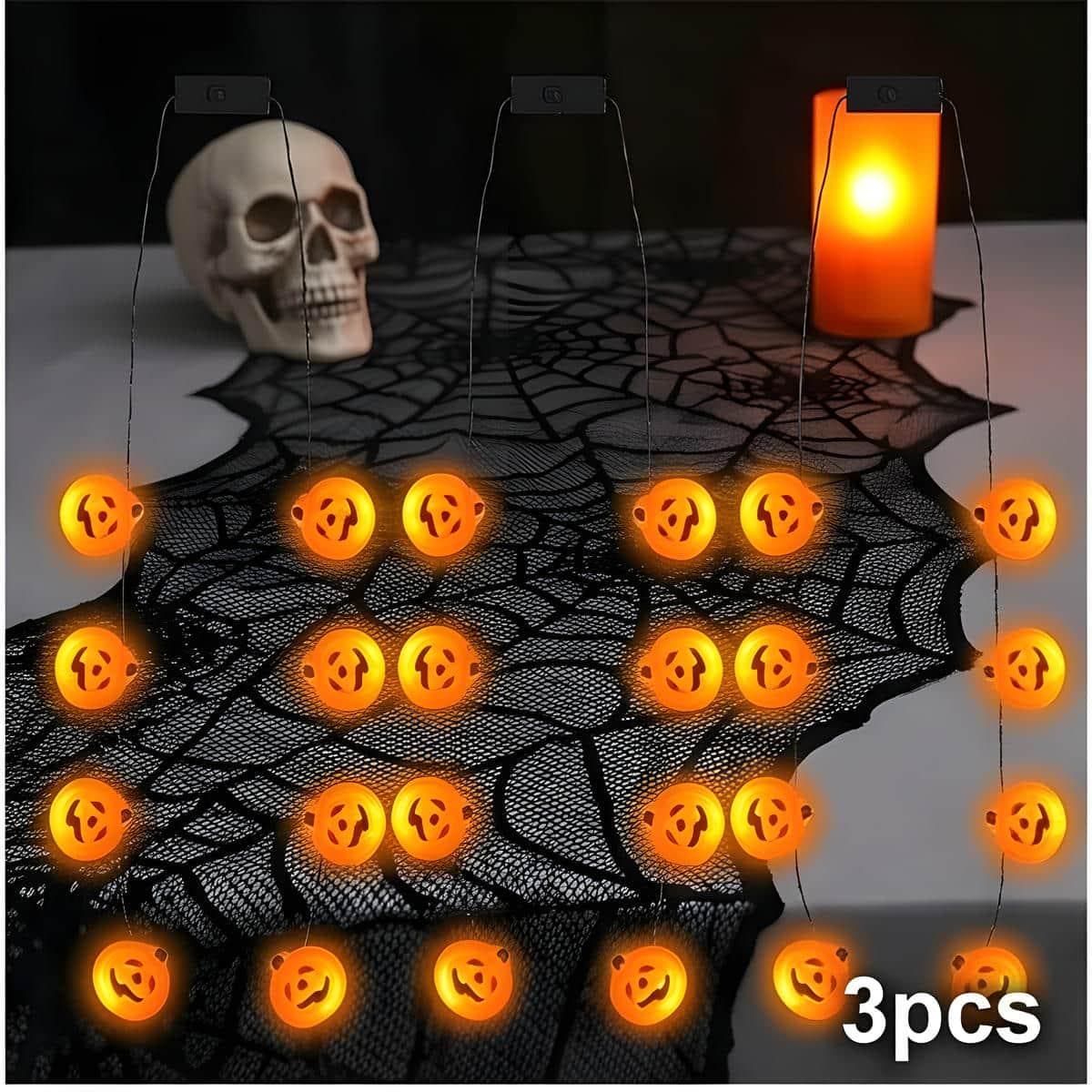 Set di 3 ghirlande con zucche per Halloween