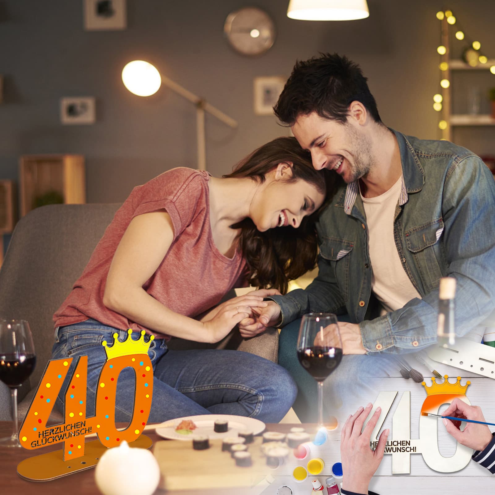 Holzdeko-Set zum 40. Geburtstag für Frauen und Männer