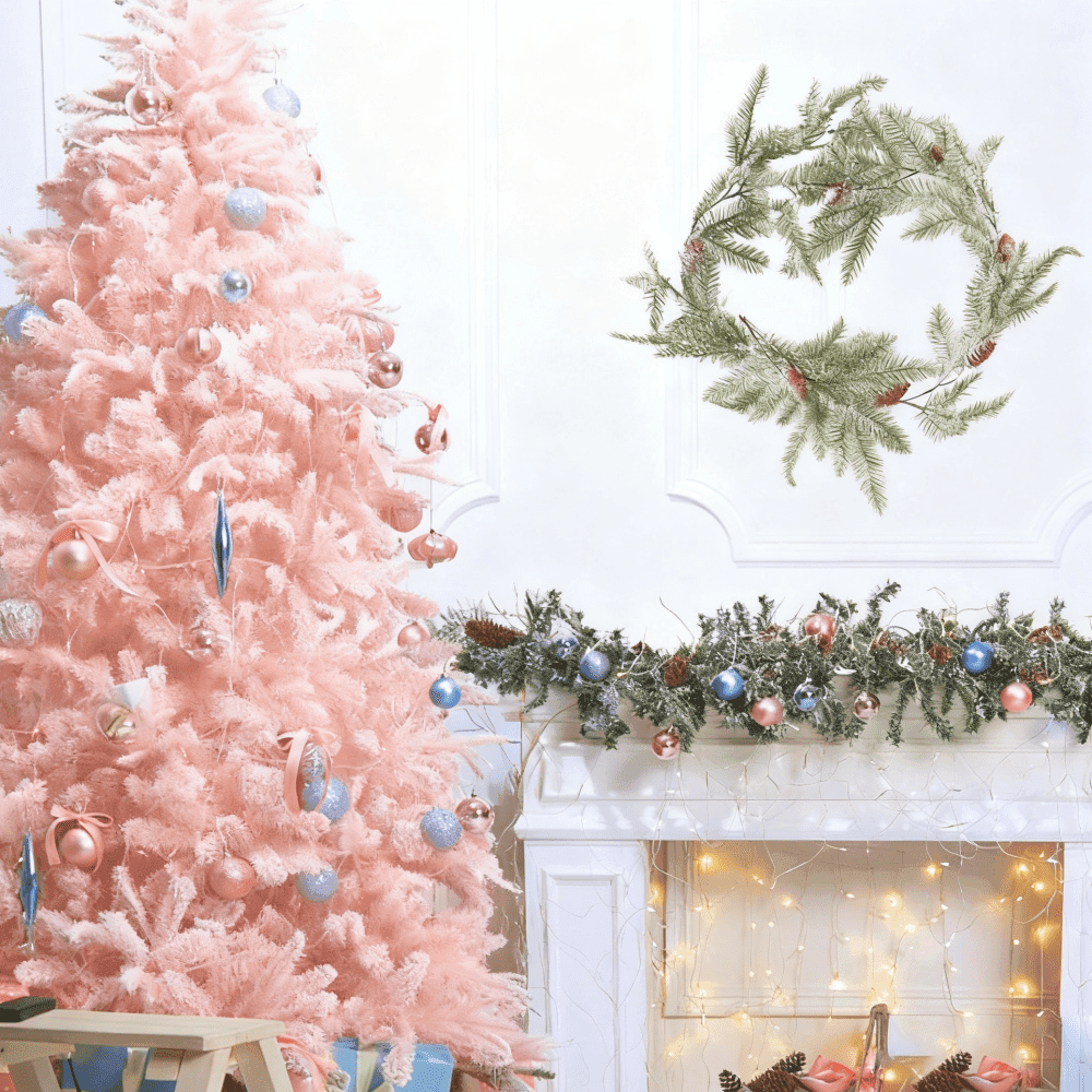 Künstlicher Weihnachtskranz rote Beeren, 160 cm