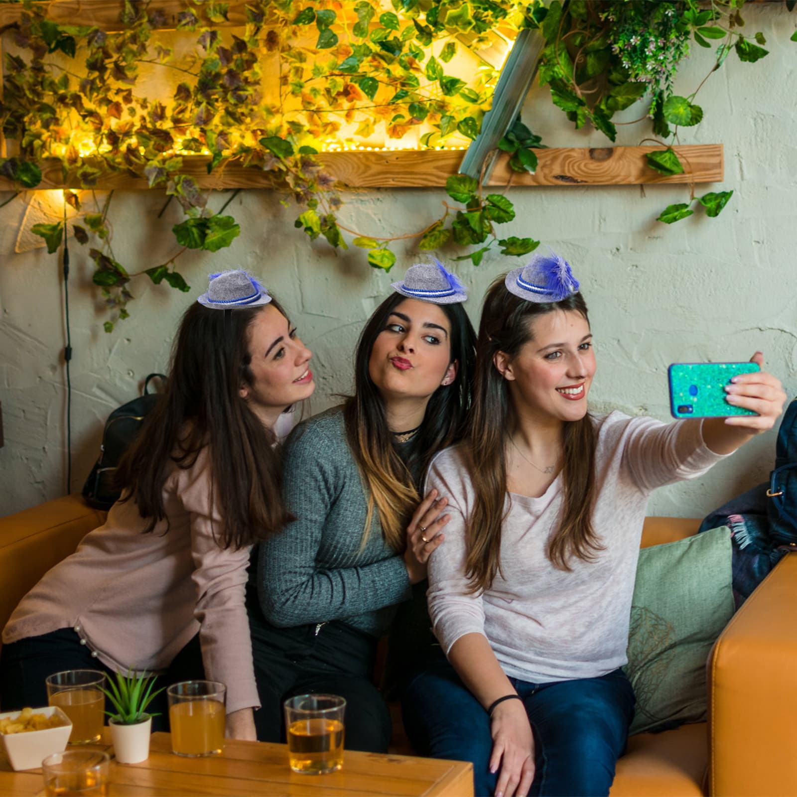 Oktoberfest Haarreif-Set mit Blumen, 3-teilig
