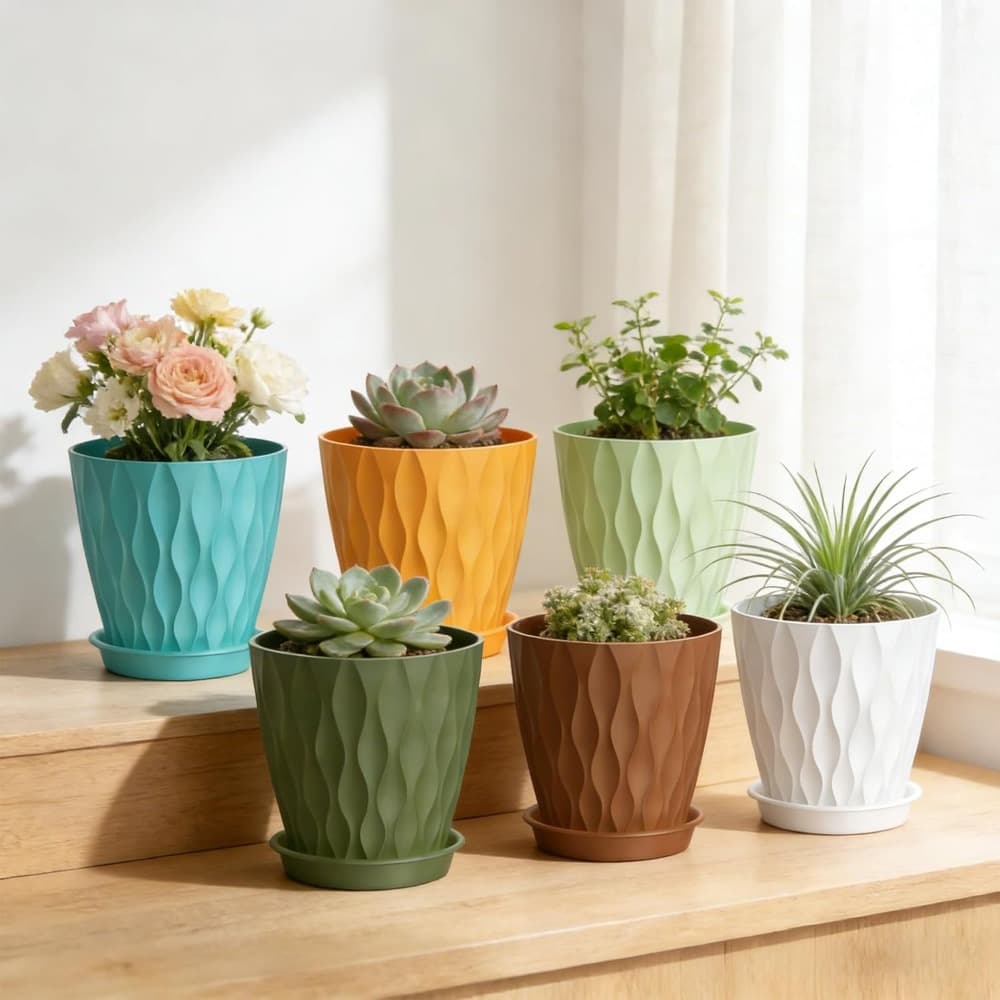 6er-Set bunte Blumentöpfe 10,3 cm Deko