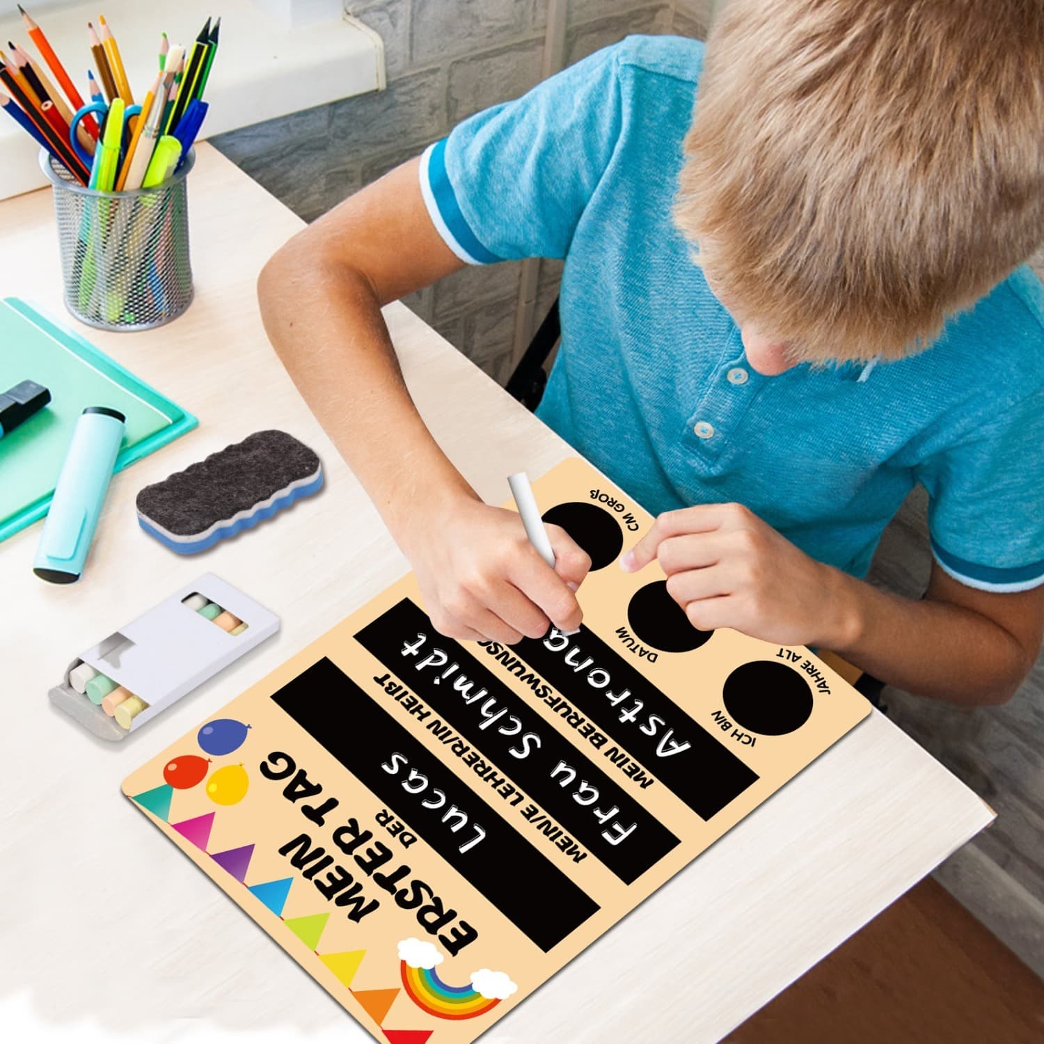 Wendbares Holzschild erster & letzter Schultag