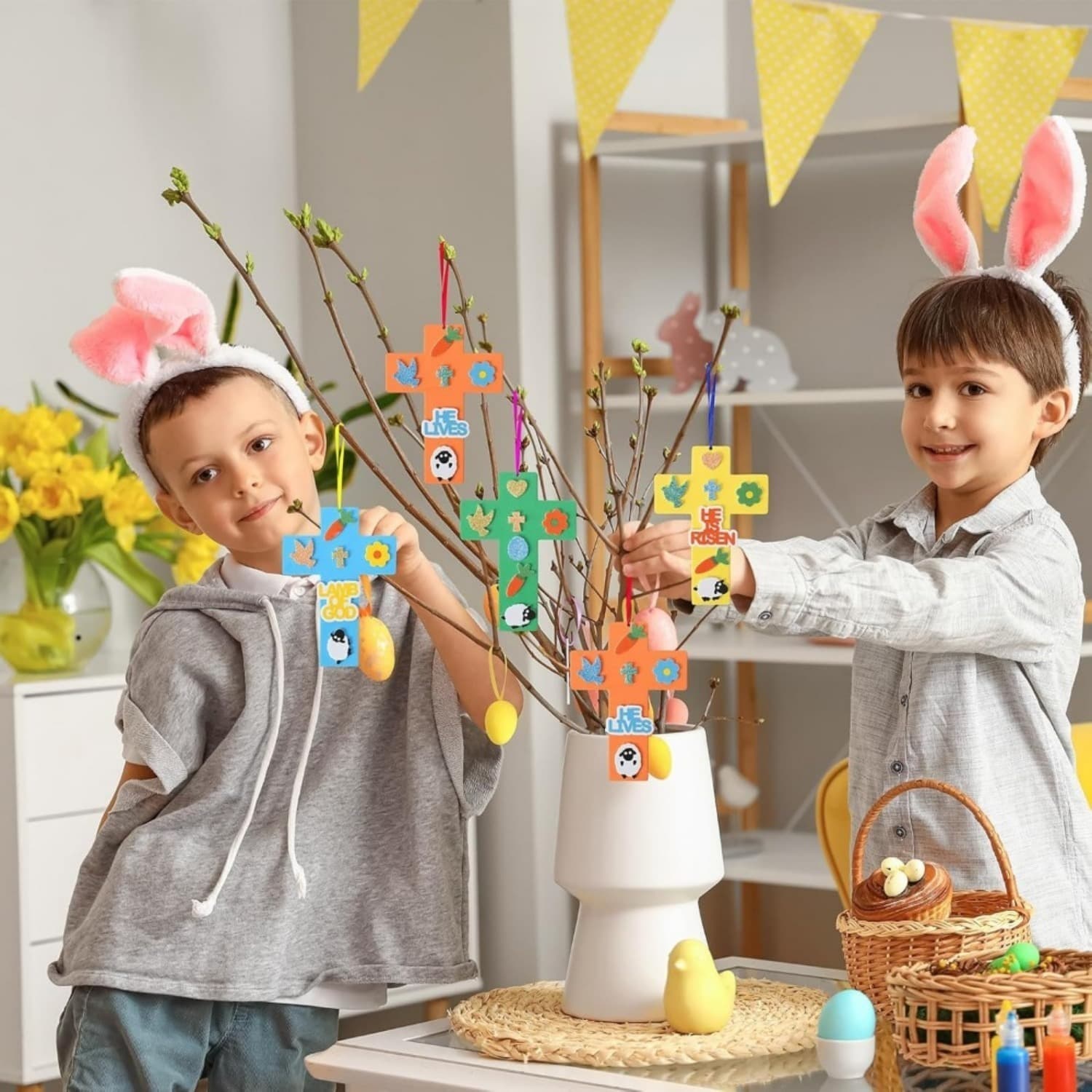 Kit fai-da-te per croci di Pasqua in schiuma EVA, 24 pezzi