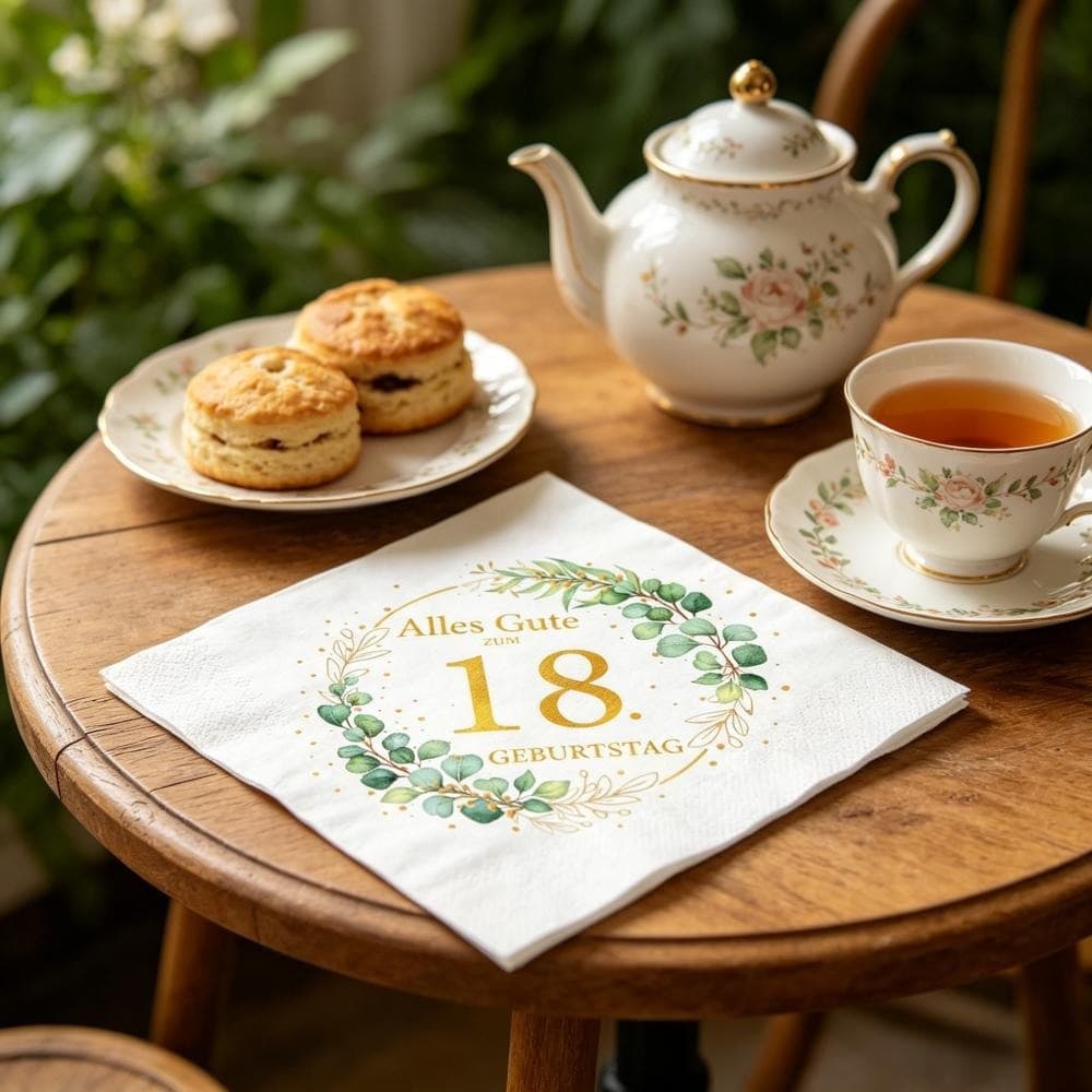 Servietten-Set Blattdesign 18. Geburtstag, 40 Stück