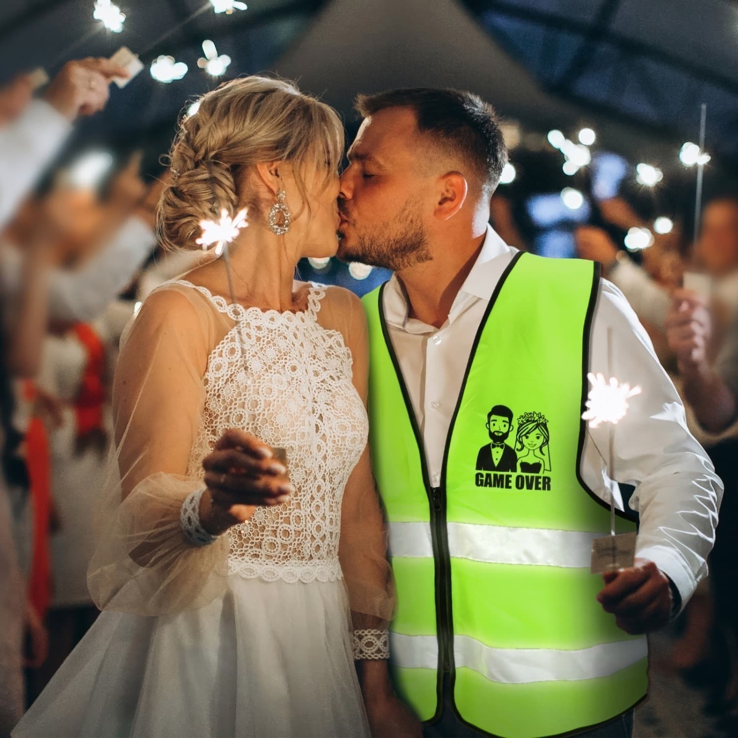 Reflektierende Warnweste für Hochzeit & JGA