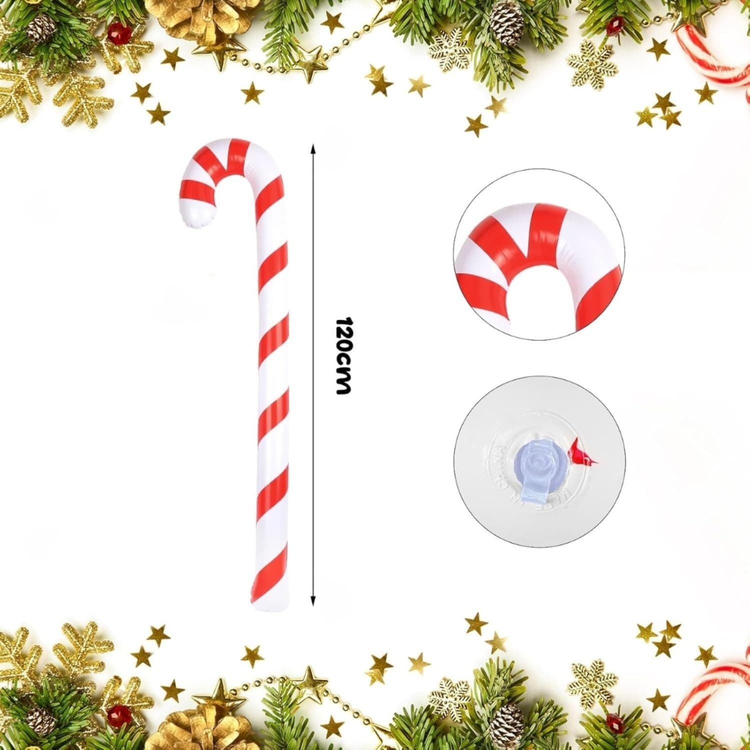 Aufblasbare Weihnachtszuckerstangen 120 cm, 2 Stück