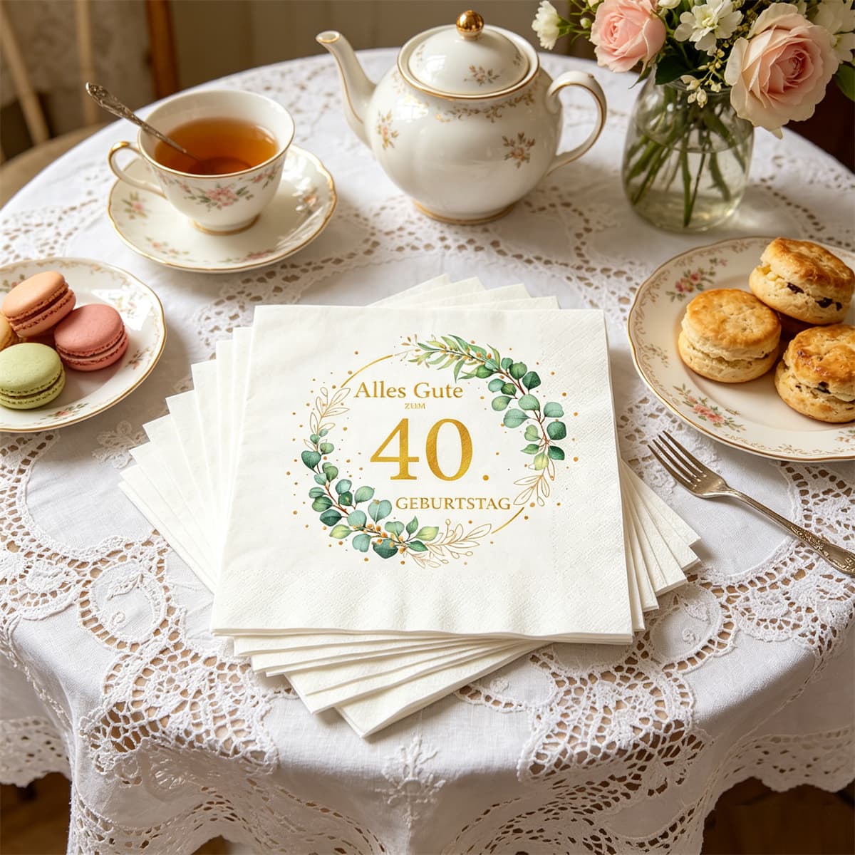 Serviettes motif feuille lot de 40