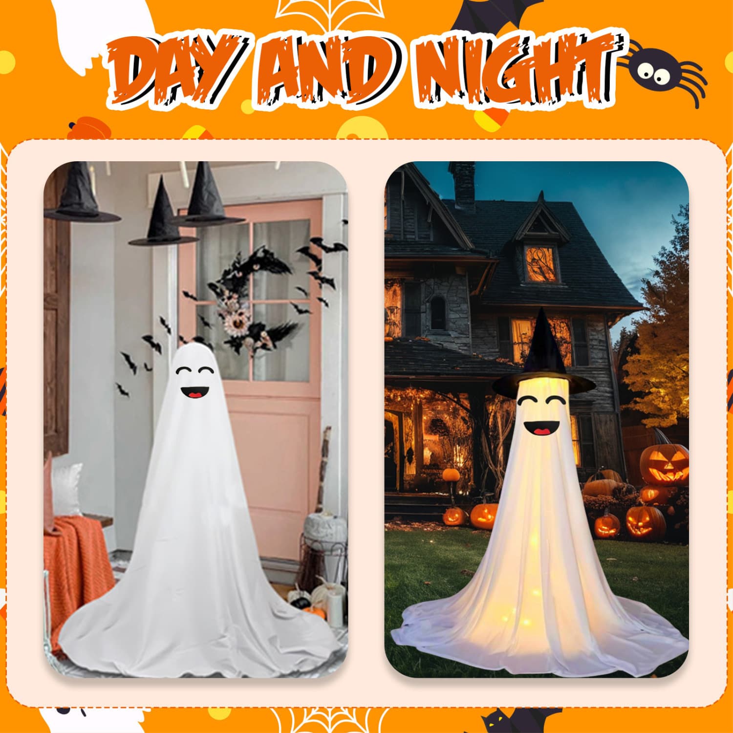 Aufblasbare Halloween-Geister-Deko, 2er-Set, 165 cm