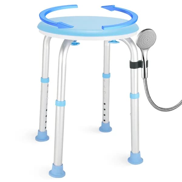 Silla de ducha giratoria con cepillo para espalda, ajustable