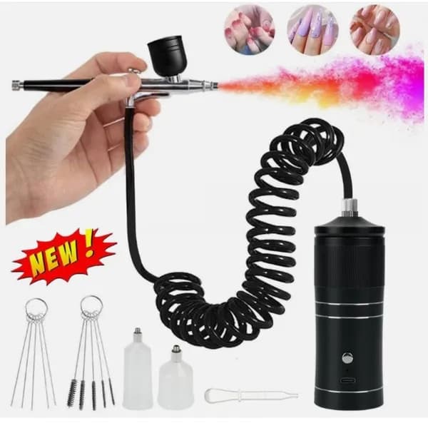 Cordless paint sprayer with compressor for fine work