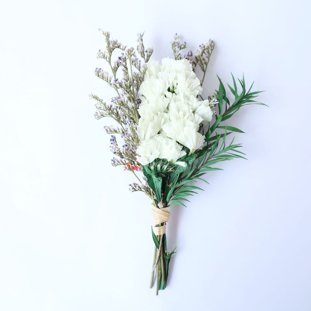 Set aus 6 weißen Mini-Bouquets mit Trockenblumen