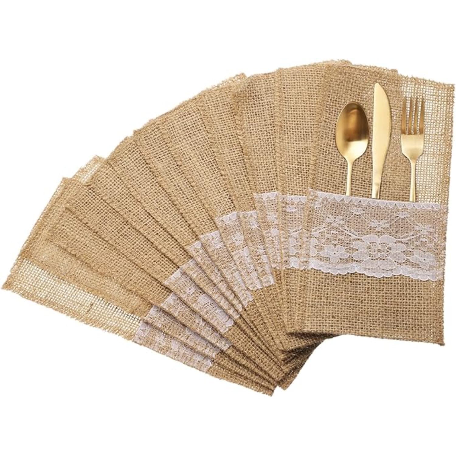20 pochettes couverts jute avec dentelle