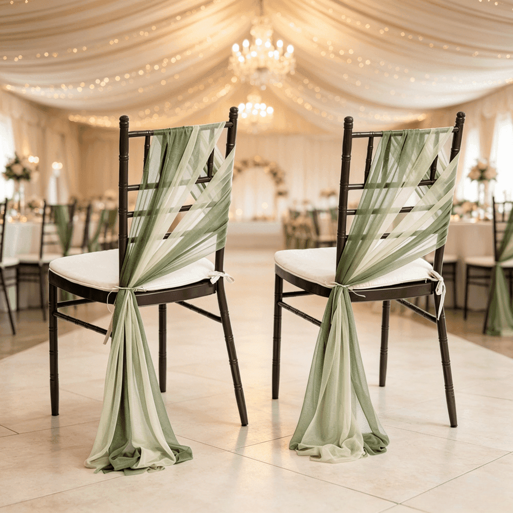 16-Piece Tulle Chair Covers Set in Sage Green