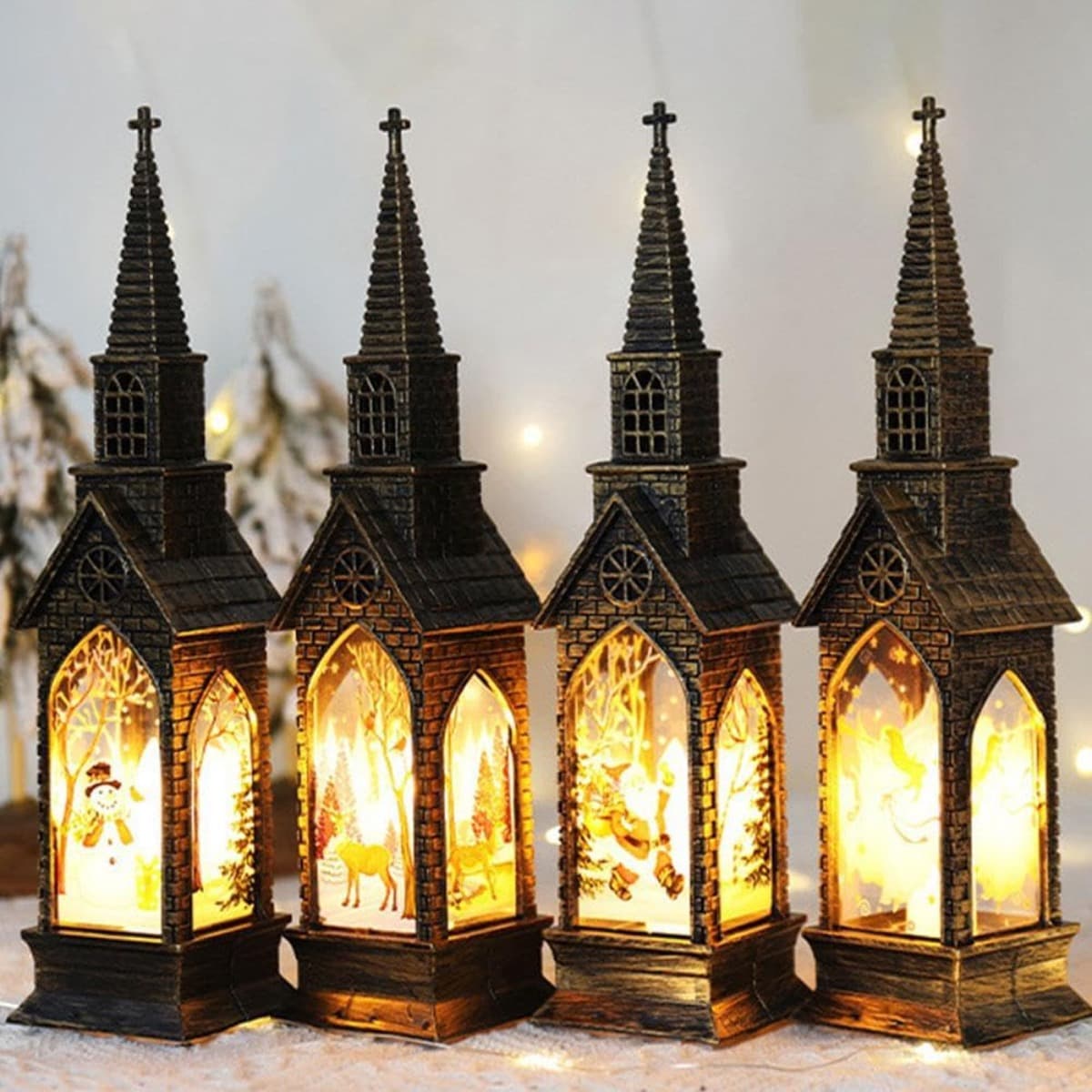 4er Set Weihnachtslaternen Vintage Deko