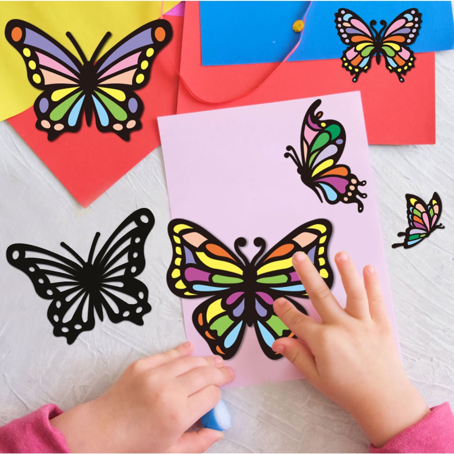 Kit créatif papillon 12 pièces, décoration fenêtre