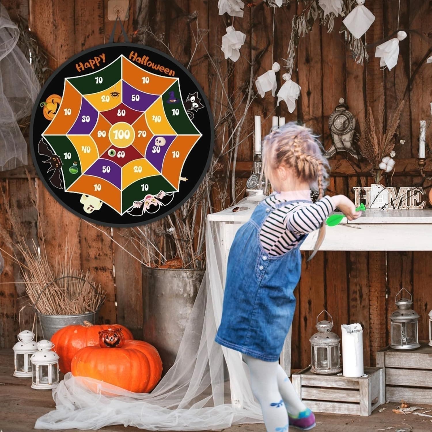 Jeu de lancer Halloween avec balles velcro et toile