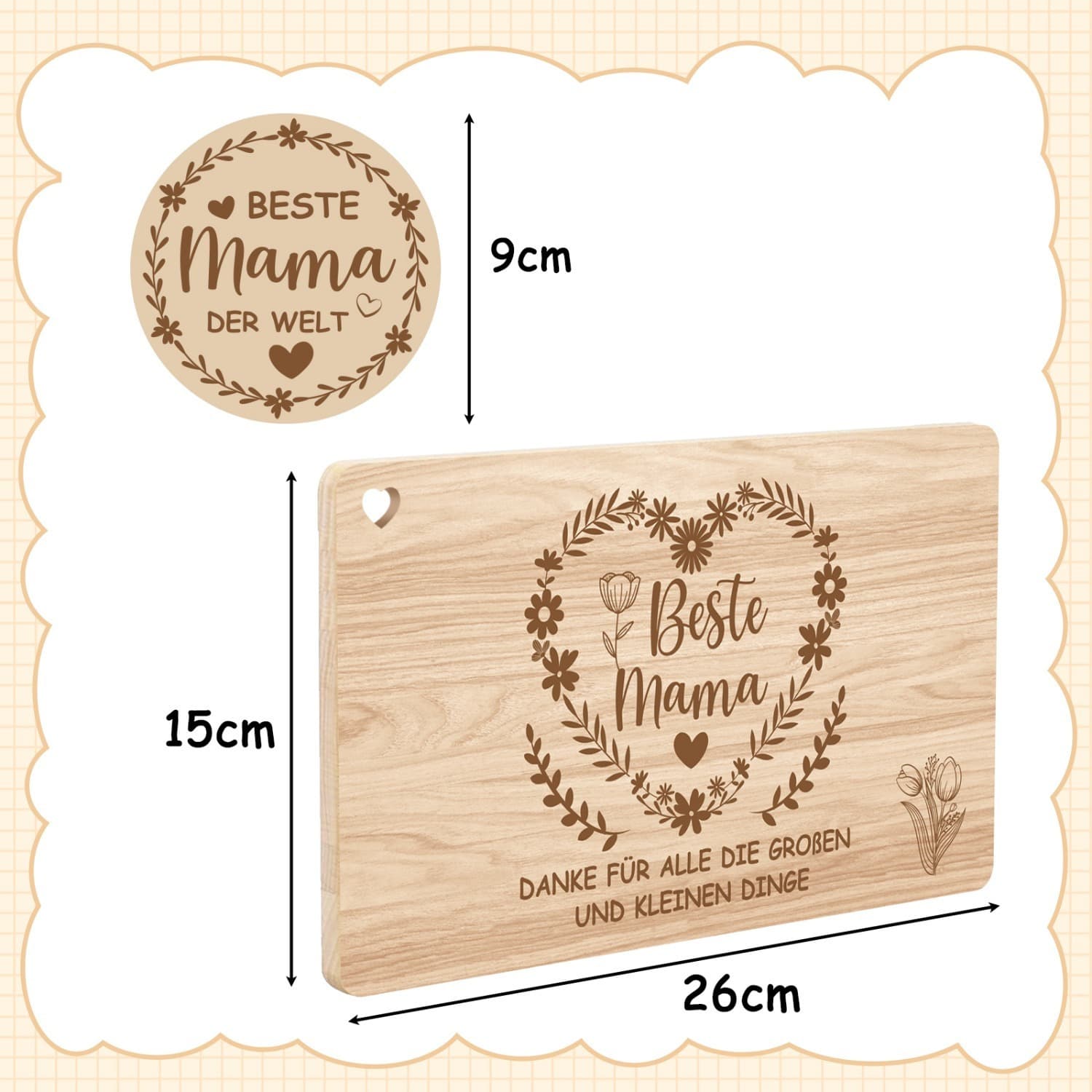 Breakfast board with coaster for mom