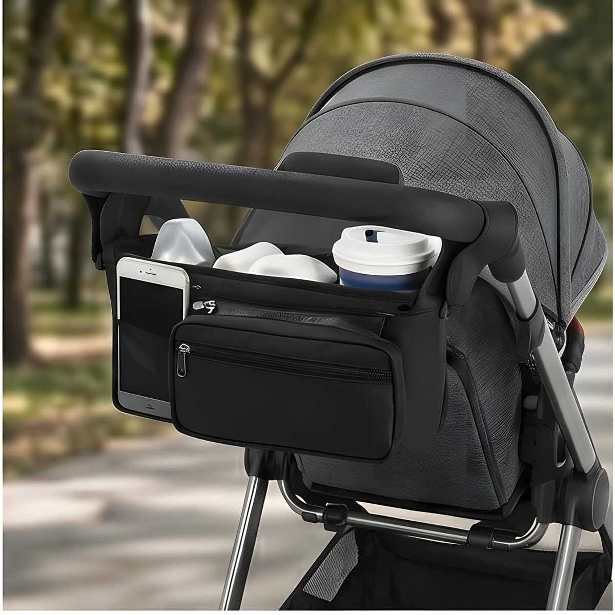 Praktische Aufbewahrungstasche für Kinderwagen, Schwarz