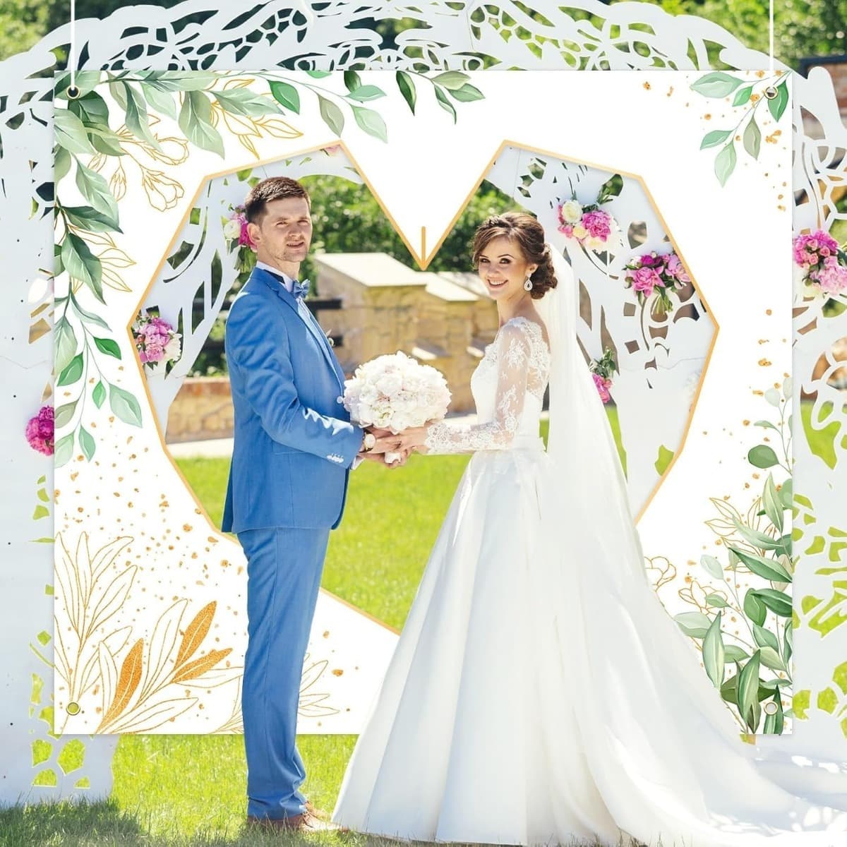 Hochzeitshintergrund Banner aus dekorativem Stoff